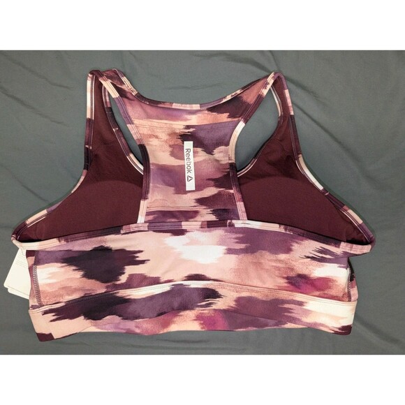 2 Reebok Gravity Sports Bras XXXL Padded Medium Support Black & Windsor Wine NWT - Picture 7 of 10